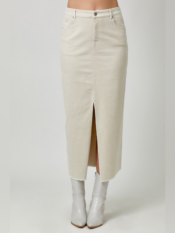 Specialwashed Front Slit Corduroy Skirt|Vintage White